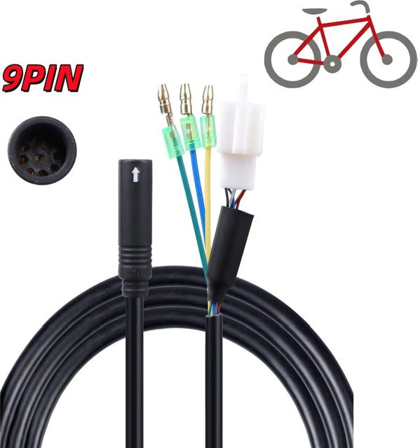 Wasserdichtes 9-PIN-Motorkabel-Verlängerungskabel für E-Bike Vorderradnabenmotoren in Schwarz - Bild 1