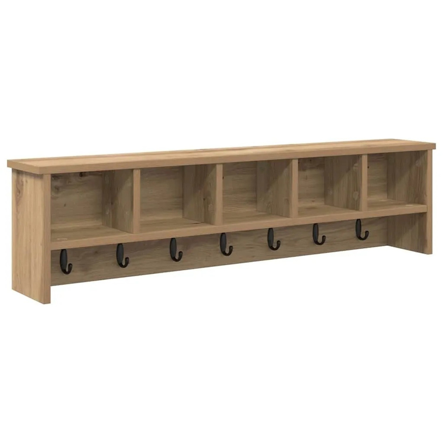 vidaXL Wandmontierter Kleiderständer Artisan-Eiche, Braun, B/H/T: 100 x 26 x 16 cm - Bild 2
