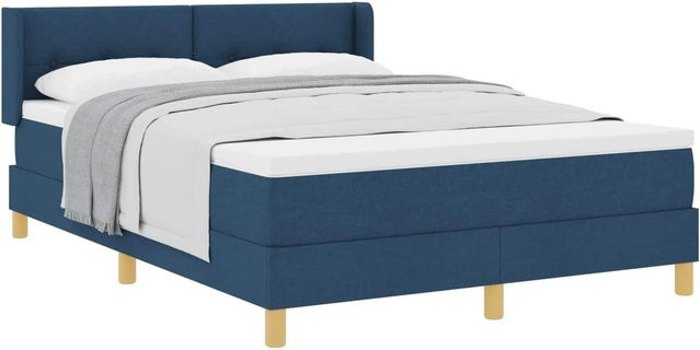 vidaXL Boxspringbett mit Matratze und Kopfteil in Blau, modernes Design aus Stoff und Schaumstoff, B/T/H: 160 x 200 x 163 cm - Bild 1