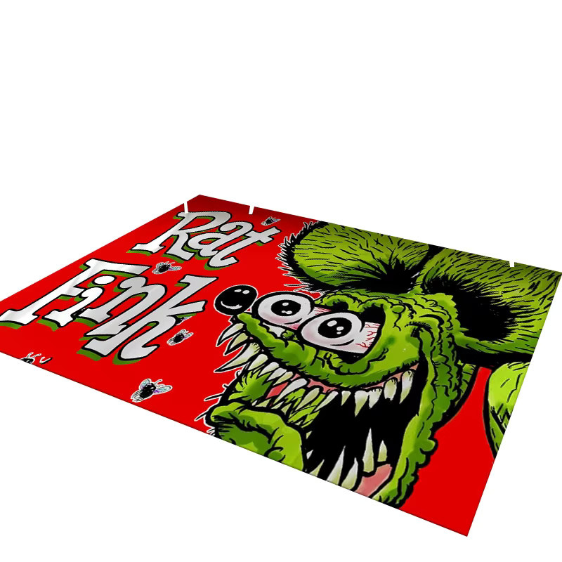 Faviora Rutschfester Teppich mit Rat Fink Cartoon Racing Car Motiv für Wohnzimmer, Schlafzimmer oder Kinderzimmer - Bild 2