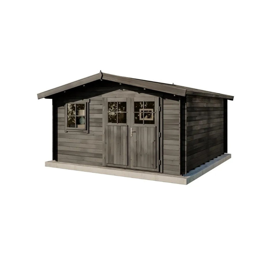 Alpholz Gartenhaus Set Valeria-28 aus imprägniertem Holz in Grau inklusive Dacheindeckung und Fußboden B/T: 428 x 427 cm - Bild 2