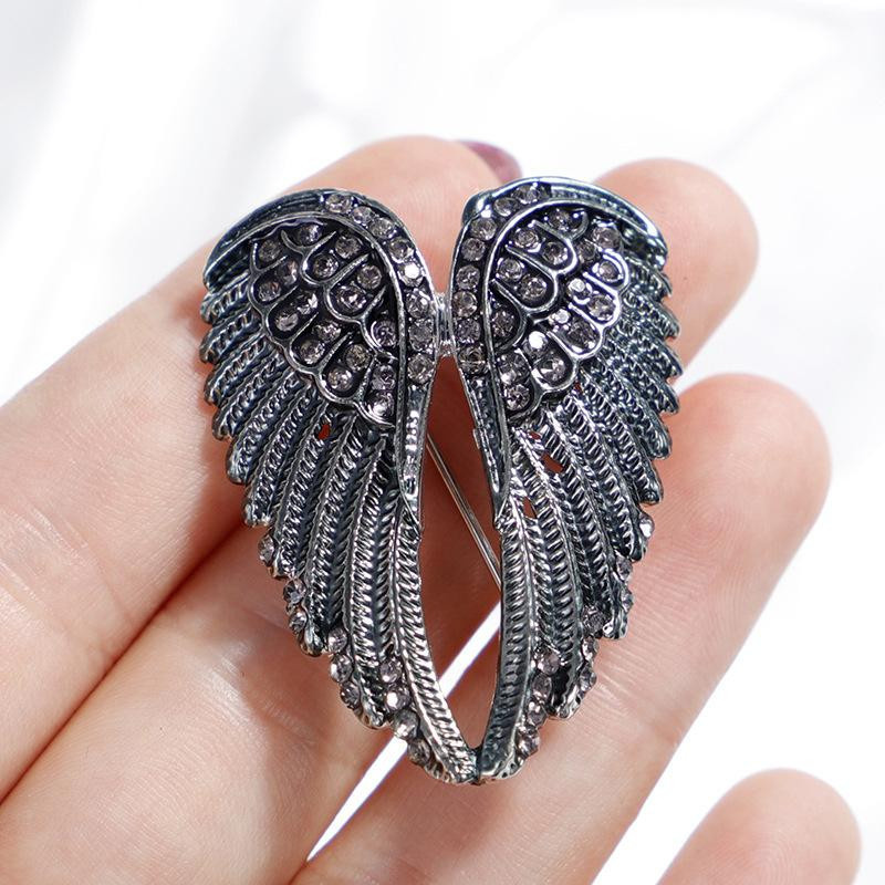 YIRAN Jewelry Brosche, Flügel, Kristall, Weiß, Unisex - Bild 1