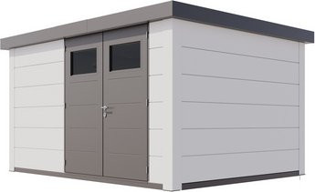 Telluria Gerätehaus Classico in Weiß mit Außenmaßen B: 408 cm, H: 260 cm, T: 318 cm - Bild 1