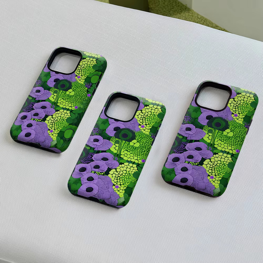 Aurea Case Matte Bumper MagSafe Schutzhülle für iPhone 14 15 16 17 Pro Max Plus in Lila Mohnblumen-Garten - Bild 4