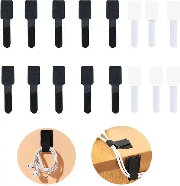 Selbstklebende Klettverschluss-Kabelbinder aus Nylon in Schwarz für DIY-Anwendungen und Wandmontage - Bild 1