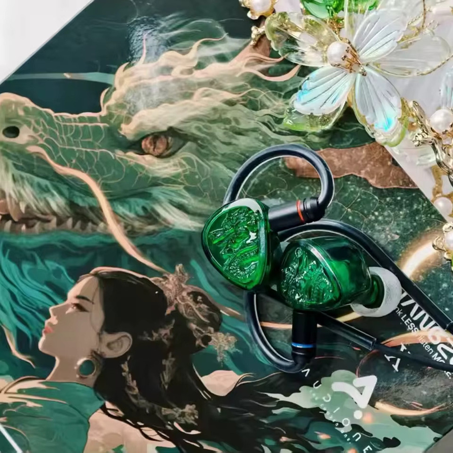 TANGZU WANER 2 Jade Dragon Edition In-Ear-Kopfhörer mit 10 mm PET Single Dynamic Driver in Grün inklusive Silikon-Aufbewahrungstasche und Sancai Wide Bore Tips - Bild 4