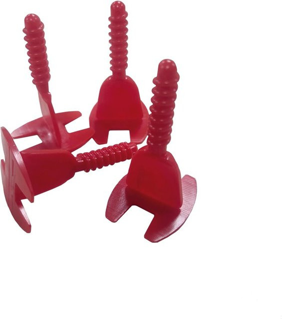 LUX-TOOLS Nivelliersystem Fliesen Gewindelaschen aus Nylon in Rot, 250 Stück - Bild 1