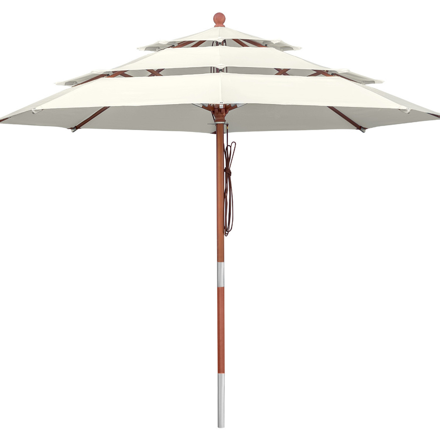 anndora Sonnenschirm Natur Brise rund in Beige mit 3-Etagen-Design und UV-Schutz UPF 50+ Durchmesser: 3,5 m - Bild 1