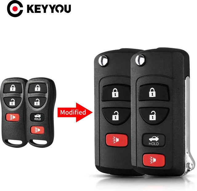 KEYYOU Flip Folding Fernbedienung Auto Schlüssel Shell für Nissan und Infiniti in Schwarz - Bild 1