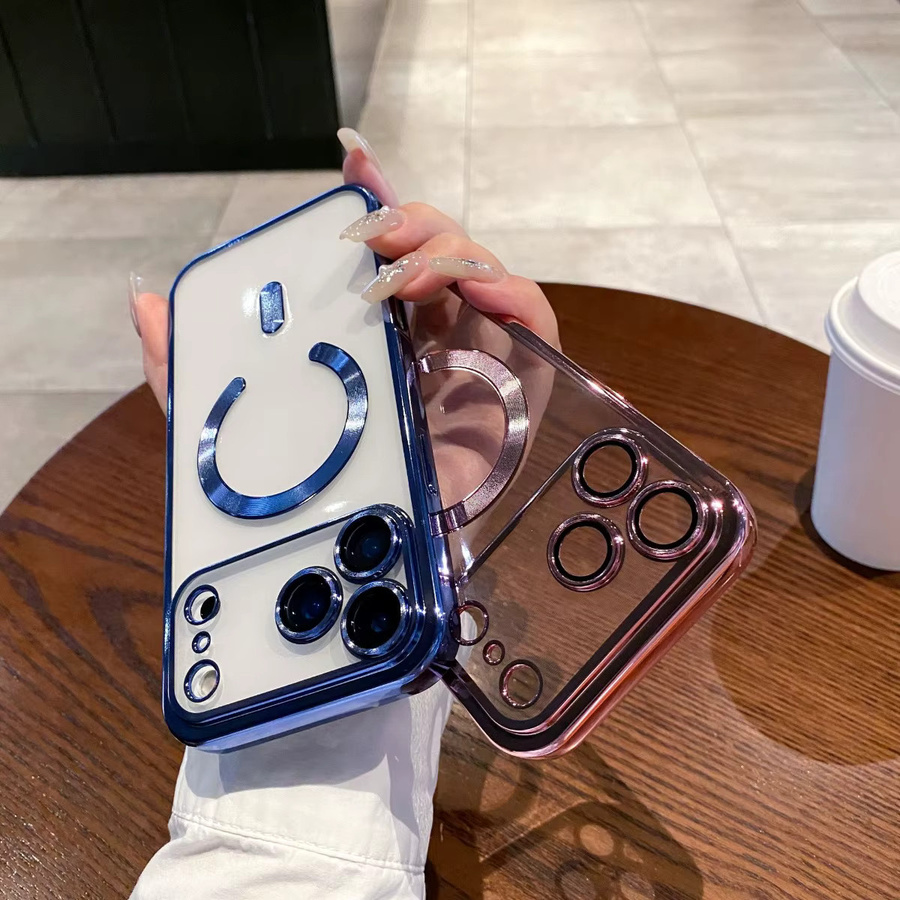 LICOERS Magnetische Hülle für iPhone 17 Pro Max, 17 Air und 17 Pro mit Kamera-Schutz und MagSafe Kompatibilität, Transparent und Gold - Bild 1