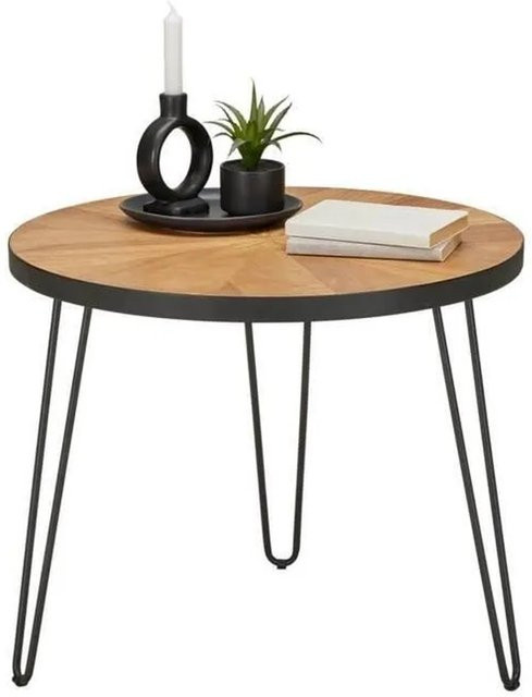 Mömax Couchtisch Noel in Naturfarben und Schwarz, runder Couchtisch aus Holz und Metall, B/T/H: 60 x 60 x 40 cm - Bild 1