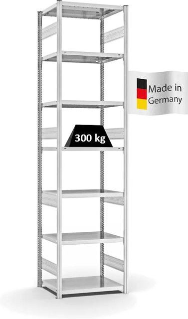 PROREGAL Fachbodenregal Stecksystem T-Profil Heavy-Duty Grundregal mit 7 Ebenen, Lichtgrau, H x B x T: 300 x 75 x 50 cm - Bild 1