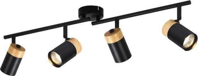 NETTLIFE Deckenleuchte aus Metall und Holz in Schwarz, modern und verstellbar, Durchmesser: 62 cm - Bild 1