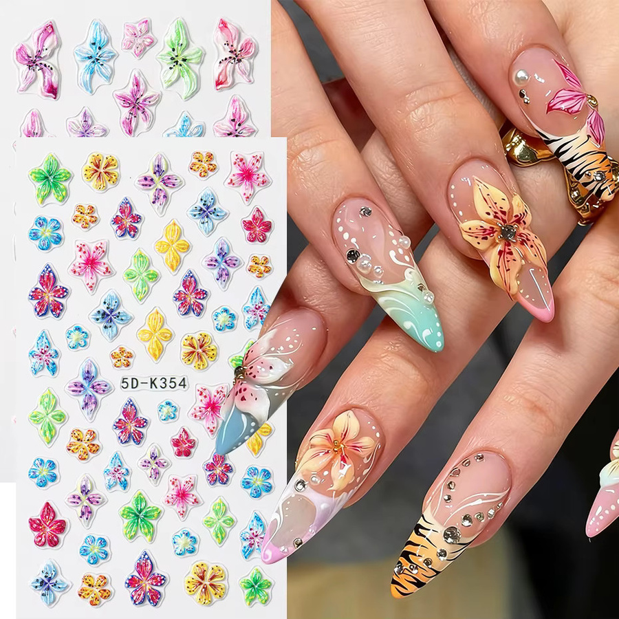 Full Beauty Hibiskusblüten-Nagelkunst-Aufkleber, Glänzend, 2 Stück - Bild 1