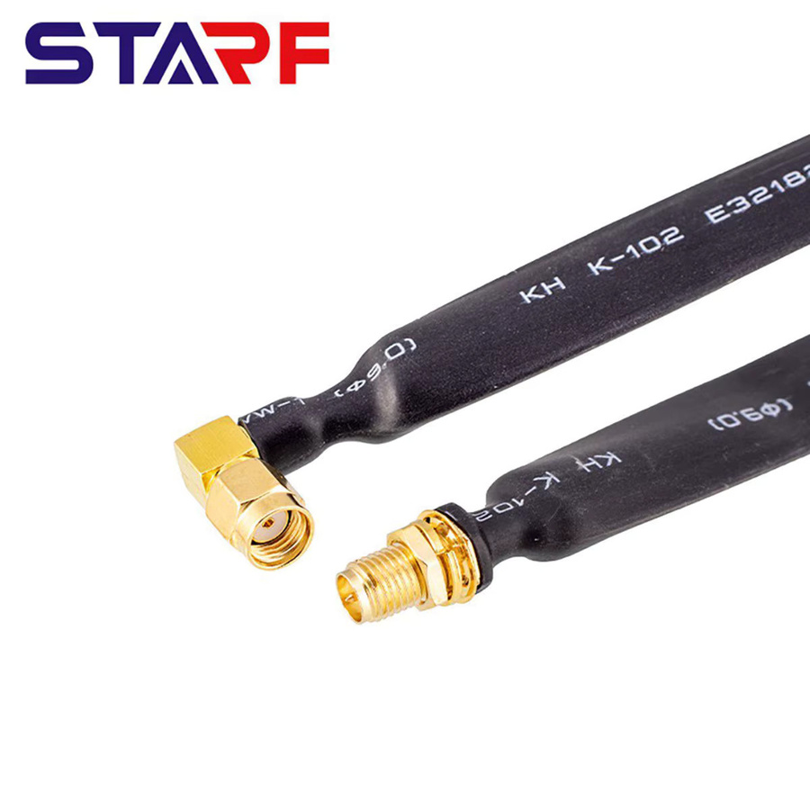 RFProMaker HF-Koaxialkabel Pigtail mit RP-SMA Stecker rechtwinklig zu RP-SMA Buchse, 50 Ohm, Schwarz - Bild 2