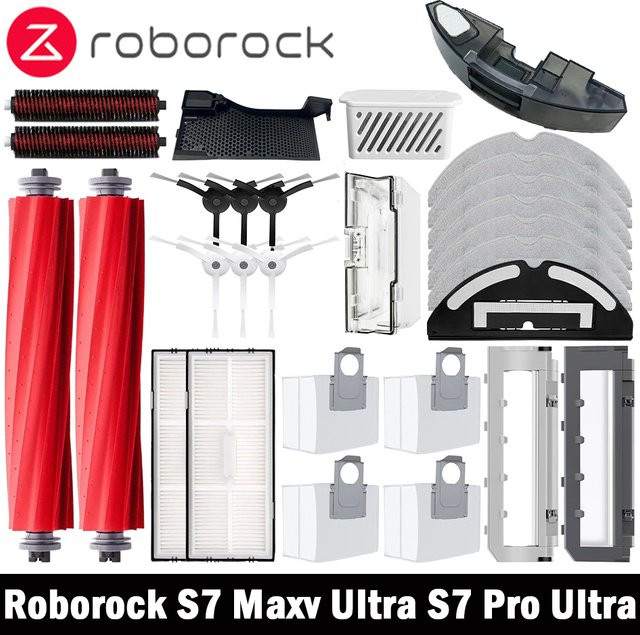 Roborock S7 Maxv Ultra und S7 Pro Ultra Zubehör-Set mit Mopp, Hepa-Filter, Staubbeutel, Hauptseitenbürste und Rollbürste in Gelb und Multicolour - Bild 1