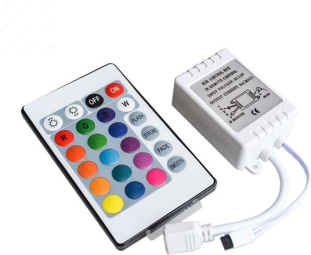 Si Tai&SH Kabellose RGB-IR-Fernbedienung mit 24 Tasten und 12 V Dimmer für LED-Streifen 5050 3528 - Bild 1