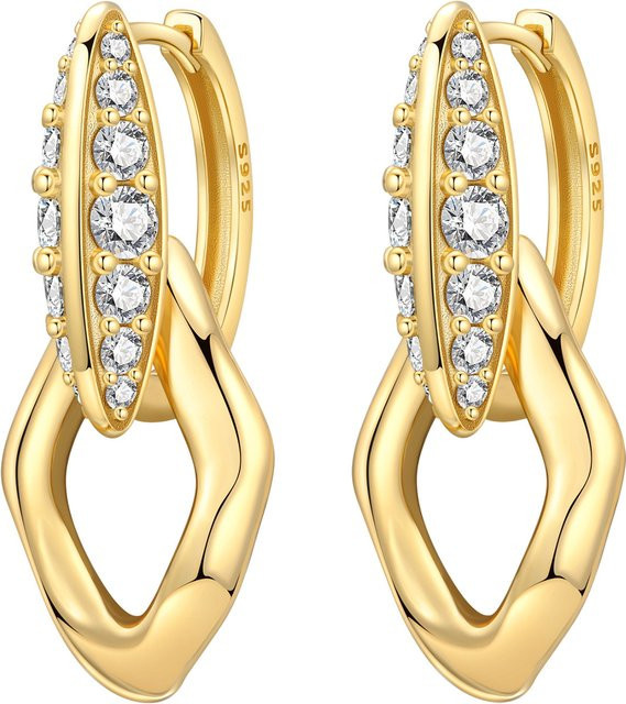 PANPOKI Tropfenohrringe, 925 Silber, 18 Karat Gold, Damen - Bild 1