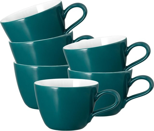 Seltmann Weiden Kaffeetassen Life Fashion aus Keramik, Petrol, 6er Set, 240 ml pro Tasse - Bild 1