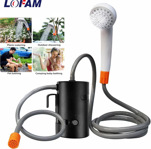LOFAM Tragbare Elektrische Outdoor Dusche mit Wiederaufladbarer Pumpe für Camping, Wandern und Reisen - Bild 1