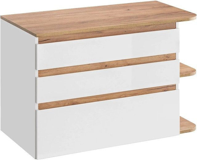 Waschbeckenunterschrank Anida in Naturfarben Hell und Weiß, Breite: 94 cm - Bild 1