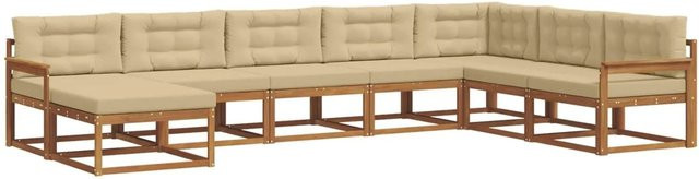 vidaXL Outdoor-Sofagarnitur 8-teilig aus Akazienholz mit Kissen in Natur und Beige - Bild 1