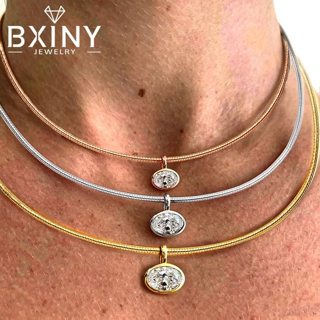 BXINY Halskette, 925 Silber, Moissanit, Unisex - Bild 1