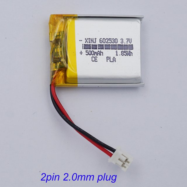 XINJ Wiederaufladbarer Li-Polymer-Lithium-Akku 3,7 V 500 mAh 1,85 Wh mit 3,5 mm JST 2-poligem Anschluss in Silber - Bild 1