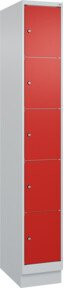 C+P Schließfachschrank Classic PLUS mit Sockel, 1 Abteil, grau mit roter Front, B/T/H: 195 x 30 x 50 cm - Bild 1