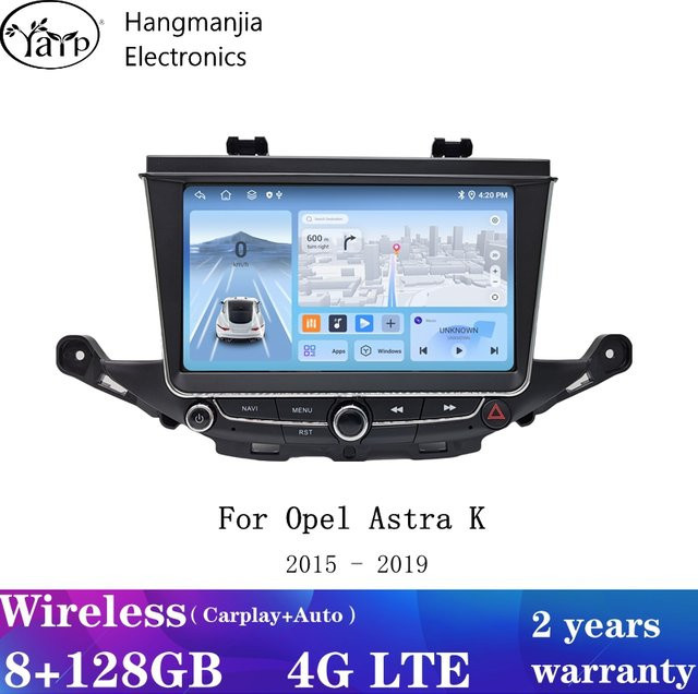 Hangmanjia Autoradio für Opel Astra K 2015-2019 mit drahtlosem CarPlay und Android Auto, Multimedia-System in Schwarz - Bild 1