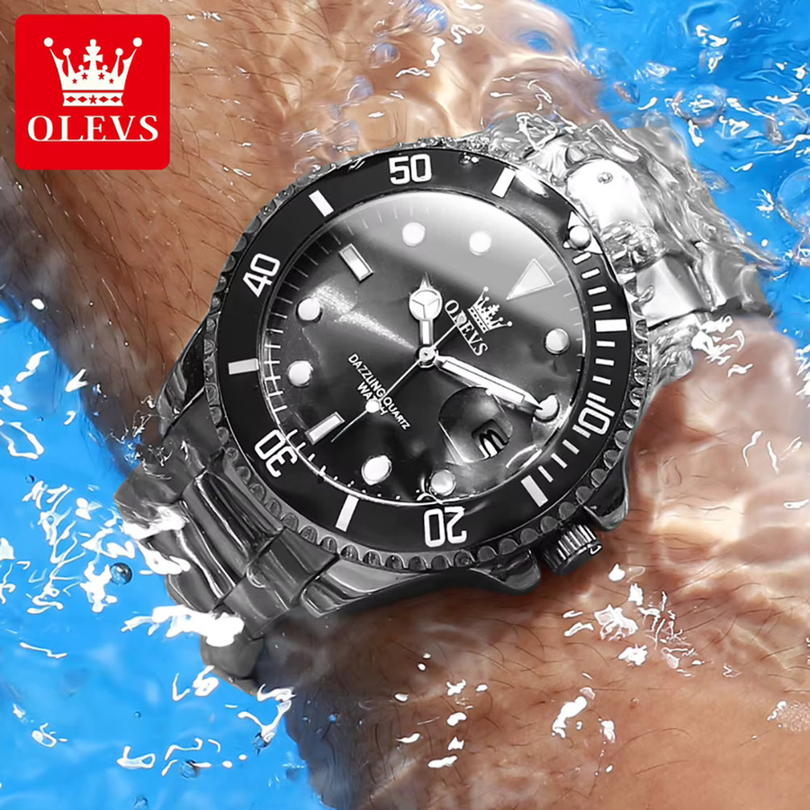 OLEVS Armbanduhr, Quarz, Edelstahl, Bicolor, Schwarz, Herren - Bild 2