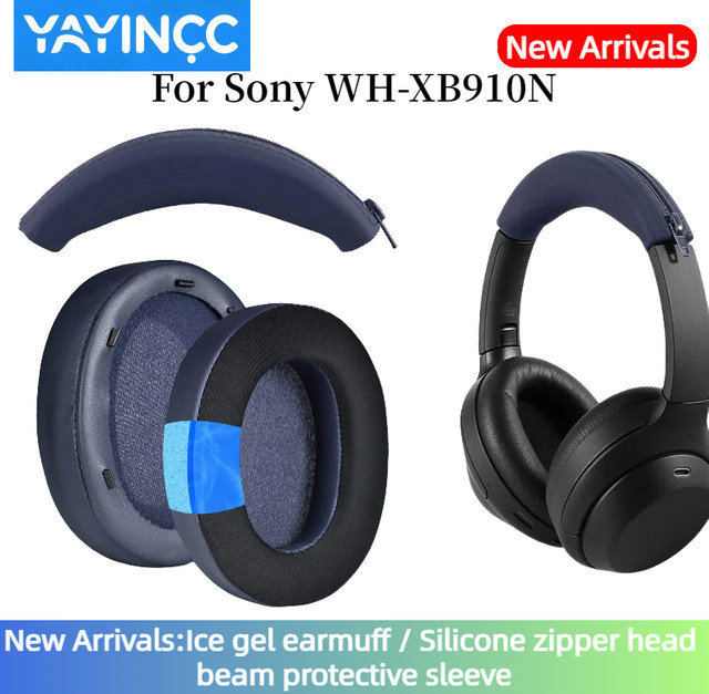 YAYINCC Ersatz-Ohrpolster aus weichem Schaumstoff mit Kunststoffschnalle für Sony WH-XB910N Over-Ear Headsets in Schwarz - Bild 1