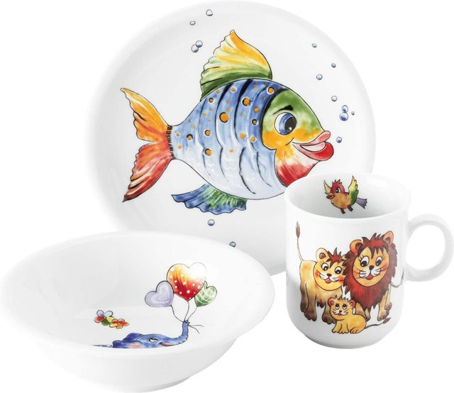 Seltmann Weiden Kindergeschirr Set Compact Bunte Tierwelt aus Porzellan, Mehrfarbig - Bild 1