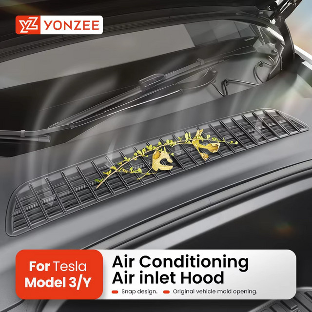 YZ Lufteinlass-Kabinen-Schmutzfilter für Tesla Model 3 und Model Y Highland Juniper 2021–2025, insektensicheres Netz in Schwarz - Bild 1