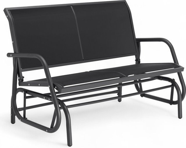 tectake Schaukelbank Greta 2-Sitzer mit atmungsaktivem Textilene-Kunststoffgewebe in Schwarz, B/T/H: 121 x 72 x 86,5 cm - Bild 1