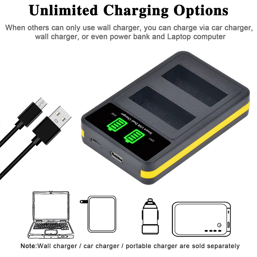 Panasonic LED-USB-Doppelladegerät mit Typ C in Schwarz für DMW-BLG10 DMW-BLE9 LUMIX GF5 GF6 GX7 LX100 GX80 GX85 ZS100 - Bild 4