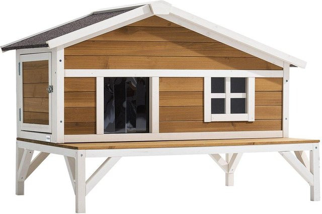 Wasserdichtes Katzenhaus aus massivem Fichtenholz mit Schaumstoffisolierung und Plattform von Buying Solutions, MB in Braun oder Weiß - Bild 1
