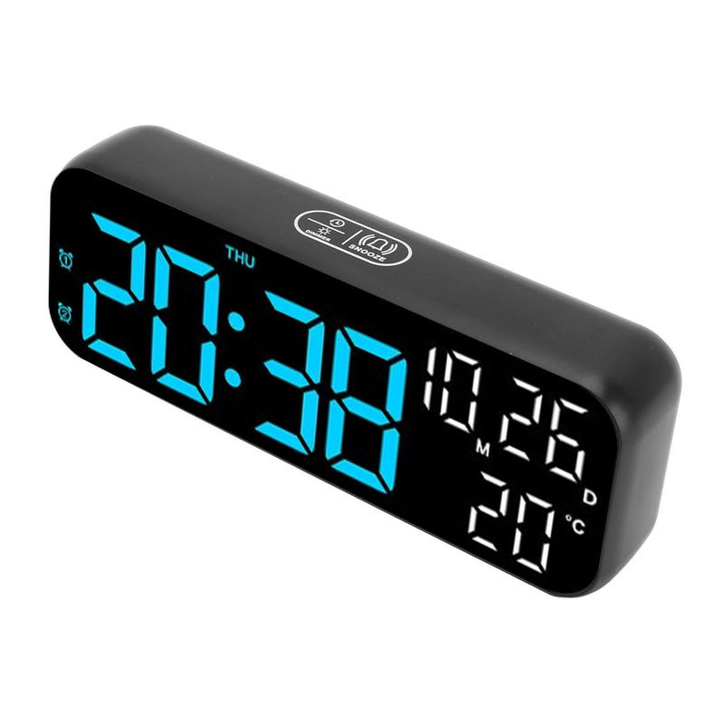 CosyHome Digitale Tischuhr mit Doppel-Display, Sprachsteuerung und LED-Anzeige in Blau, inklusive Datum, Temperatur und Countdown-Funktion - Bild 6