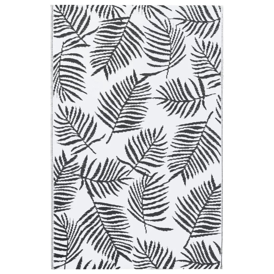 vidaXL Outdoorteppich aus Polypropylen mit Jacquard-Muster in Weiß und Schwarz, B: 120 cm, L: 180 cm - Bild 2