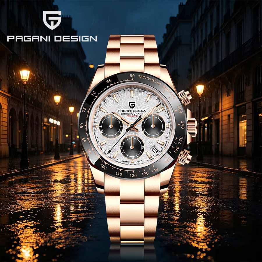 Pagani Design Chronograph, Quarz, Edelstahl, Saphirglas, Weiß, Herren - Bild 2