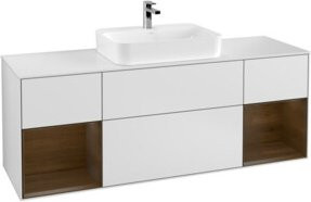 V&B Waschtischunterschrank Finion mit Wandbeleuchtung, Weiß lackiert, Breite: 160 cm, Höhe: 50,1 cm - Bild 1