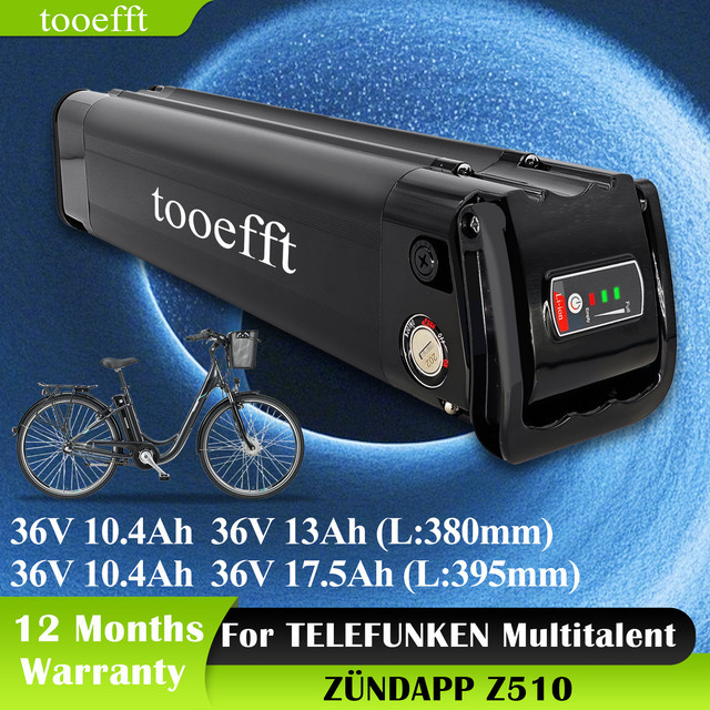 Telefunken Multitalent Zündapp Z510 E-Bike Akku 36V 10,4Ah Silver Fish Batterie in Silver/Black - Bild 1