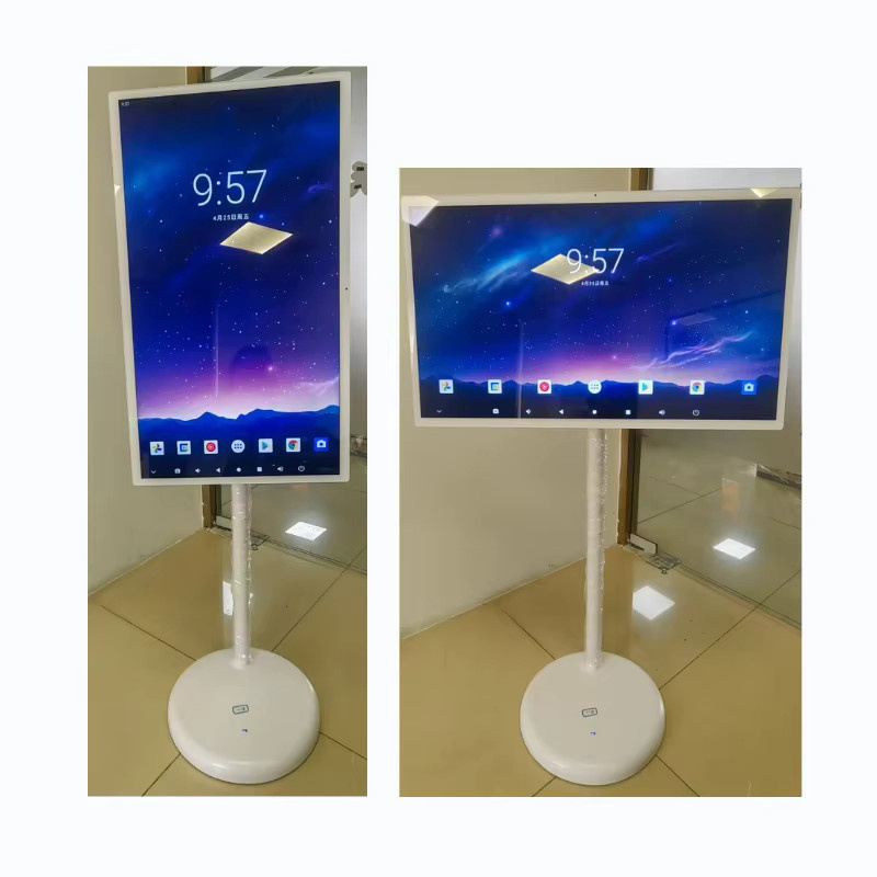 Android Kiosk mit kapazitivem Touchscreen und USB-A Anschluss, schwenkbarer Bodenständer für 32-49 Zoll Displays, Farbe: Weiß - Bild 3