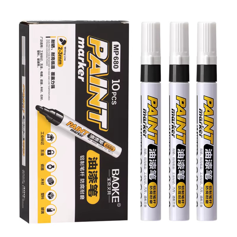 BAOKE MP680 Permanentmarker Set mit 12 Farben, ölbasierte Farbmarker mit 2–3 mm Spitze, wasserfest und schnell trocknend - Bild 5