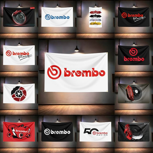 Brem-bos Wanddeko Flagge für Garage und Werkstatt, Weiß, Breite: 90 cm, Höhe: 60 cm - Bild 1