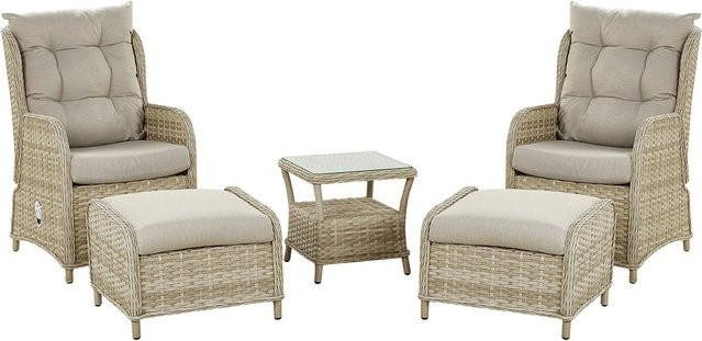 Beliani Lounge Set PONZA in Taupe mit Sessel, Ottoman und Couchtisch aus Aluminium und UV-beständigem Polyester, B/T/H: 68 x 61 x 106 cm - Bild 1