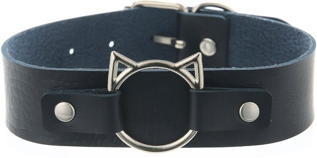 YIRAN Halskette Choker, Leder, Schwarz, Damen, Katzenkopf, Punk - Bild 1
