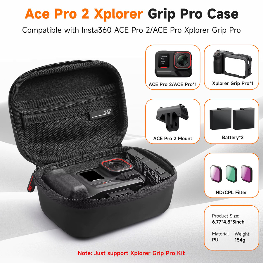 STARTRC Kamera-Tragetasche in Schwarz für Insta360 Ace Pro 2 und ACE Pro Xplore Grip Pro Bundle, Hartschalen-Reisetasche zur Aufbewahrung von Akku und Zubehör - Bild 2