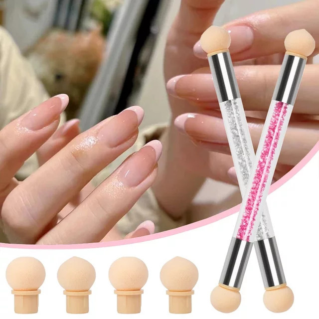 Art lalic Nagelkunst-Pinsel, Beige, mit 4 austauschbaren Schwammköpfen - Bild 1