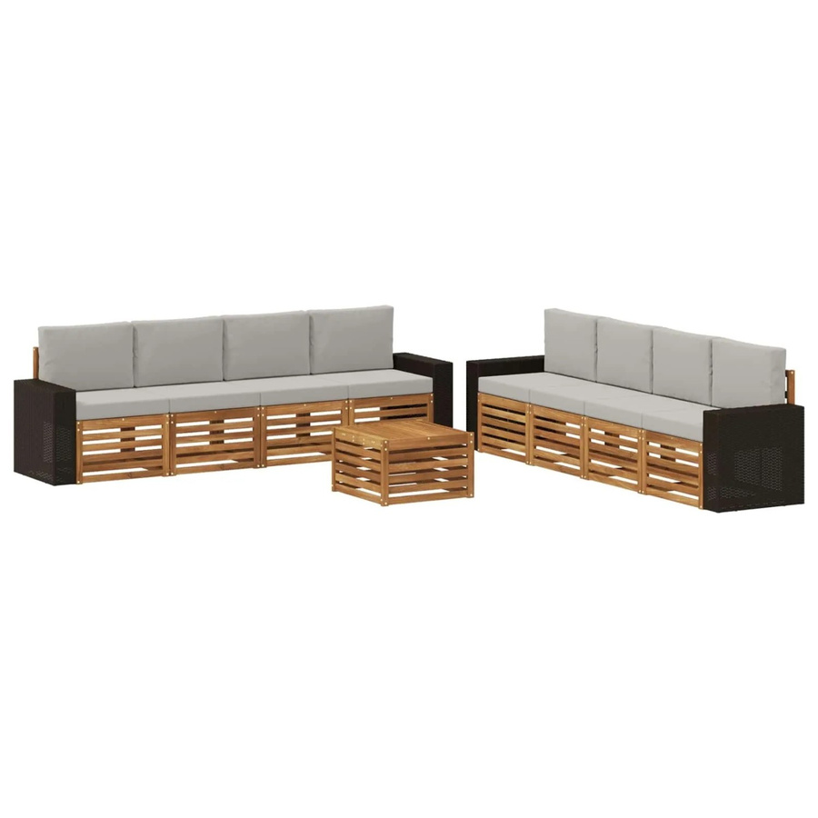 vidaXL Sofagarnitur aus Massivholz Akazie mit 9 Kissen im modernen Latten-Design - Bild 2